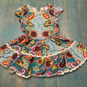 Counting Daisies paisley dress size 5 teal pink